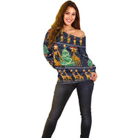Love Giraffe Christmas Off Shoulder Sweater Xmas Holiday Patterns - Wonder Print Shop