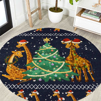 Love Giraffe Christmas Round Carpet Xmas Holiday Patterns - Wonder Print Shop