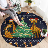 Love Giraffe Christmas Round Carpet Xmas Holiday Patterns - Wonder Print Shop