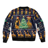 Love Giraffe Christmas Sleeve Zip Bomber Jacket Xmas Holiday Patterns - Wonder Print Shop