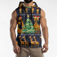 Love Giraffe Christmas Sleeveless Hoodie Xmas Holiday Patterns - Wonder Print Shop