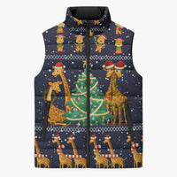Love Giraffe Christmas Sleeveless Puffer Jacket Xmas Holiday Patterns - Wonder Print Shop