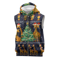 Love Giraffe Christmas Sleeveless Zip Hoodie Xmas Holiday Patterns - Wonder Print Shop