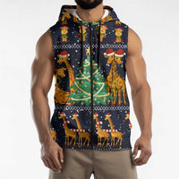 Love Giraffe Christmas Sleeveless Zip Hoodie Xmas Holiday Patterns - Wonder Print Shop