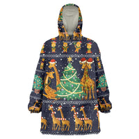 Love Giraffe Christmas Wearable Blanket Hoodie Xmas Holiday Patterns - Wonder Print Shop