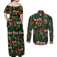Love Cardinal Xmas Christmas Couples Matching Off Shoulder Maxi Dress and Long Sleeve Button Shirt Xmas Holiday Patterns - Wonder Print Shop