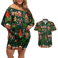 Love Cardinal Xmas Christmas Couples Matching Off Shoulder Short Dress and Hawaiian Shirt Xmas Holiday Patterns - Wonder Print Shop
