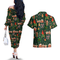 Love Cardinal Xmas Christmas Couples Matching Off The Shoulder Long Sleeve Dress and Hawaiian Shirt Xmas Holiday Patterns - Wonder Print Shop