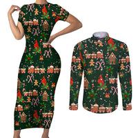 Love Cardinal Xmas Christmas Couples Matching Short Sleeve Bodycon Dress and Long Sleeve Button Shirt Xmas Holiday Patterns - Wonder Print Shop