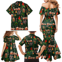 Love Cardinal Xmas Christmas Family Matching Mermaid Dress and Hawaiian Shirt Xmas Holiday Patterns - Wonder Print Shop