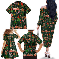 Love Cardinal Xmas Christmas Family Matching Off The Shoulder Long Sleeve Dress and Hawaiian Shirt Xmas Holiday Patterns - Wonder Print Shop