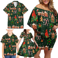 Love Cardinal Xmas Christmas Family Matching Off Shoulder Short Dress and Hawaiian Shirt Xmas Holiday Patterns - Wonder Print Shop