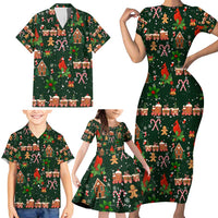 Love Cardinal Xmas Christmas Family Matching Short Sleeve Bodycon Dress and Hawaiian Shirt Xmas Holiday Patterns - Wonder Print Shop