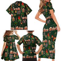 Love Cardinal Xmas Christmas Family Matching Short Sleeve Bodycon Dress and Hawaiian Shirt Xmas Holiday Patterns - Wonder Print Shop
