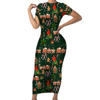 Love Cardinal Xmas Christmas Family Matching Short Sleeve Bodycon Dress and Hawaiian Shirt Xmas Holiday Patterns - Wonder Print Shop