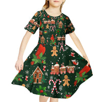 Love Cardinal Xmas Christmas Kid Short Sleeve Dress Xmas Holiday Patterns - Wonder Print Shop