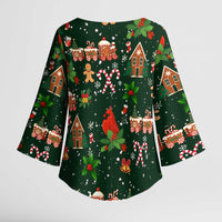 Love Cardinal Xmas Christmas Kimono Sleeve Blouse Xmas Holiday Patterns - Wonder Print Shop