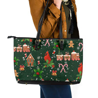 Love Cardinal Xmas Christmas Leather Tote Bag Xmas Holiday Patterns - Wonder Print Shop