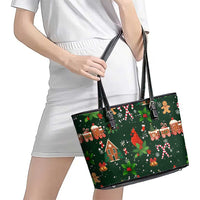 Love Cardinal Xmas Christmas Leather Tote Bag Xmas Holiday Patterns - Wonder Print Shop