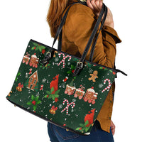 Love Cardinal Xmas Christmas Leather Tote Bag Xmas Holiday Patterns - Wonder Print Shop