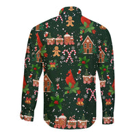 Love Cardinal Xmas Christmas Long Sleeve Button Shirt Xmas Holiday Patterns - Wonder Print Shop