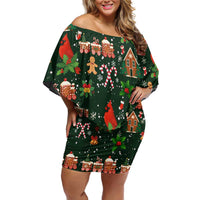 Love Cardinal Xmas Christmas Off Shoulder Short Dress Xmas Holiday Patterns - Wonder Print Shop