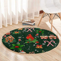Love Cardinal Xmas Christmas Round Carpet Xmas Holiday Patterns - Wonder Print Shop