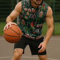 Love Cardinal Xmas Christmas Sleeveless Hoodie Xmas Holiday Patterns - Wonder Print Shop