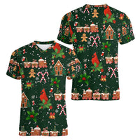 Love Cardinal Xmas Christmas Women V-Neck T-Shirt Xmas Holiday Patterns - Wonder Print Shop
