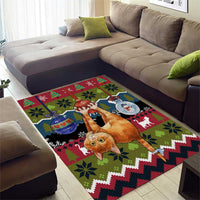 Cat Hanging on Xmas Tree Christmas Area Rug Xmas Holiday Patterns - Wonder Print Shop