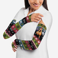Cat Hanging on Xmas Tree Christmas Arm Sleeves Xmas Holiday Patterns - Wonder Print Shop