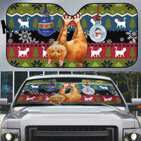 Cat Hanging on Xmas Tree Christmas Auto Sun Shade Xmas Holiday Patterns - Wonder Print Shop