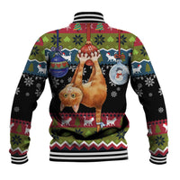 Cat Hanging on Xmas Tree Christmas Baseball Jacket Xmas Holiday Patterns - Wonder Print Shop