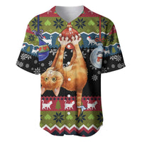 Cat Hanging on Xmas Tree Christmas Baseball Jersey Xmas Holiday Patterns - Wonder Print Shop