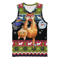 Cat Hanging on Xmas Tree Christmas Basketball Jersey Xmas Holiday Patterns - Wonder Print Shop