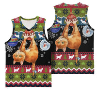 Cat Hanging on Xmas Tree Christmas Basketball Jersey Xmas Holiday Patterns - Wonder Print Shop