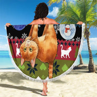 Cat Hanging on Xmas Tree Christmas Beach Blanket Xmas Holiday Patterns - Wonder Print Shop