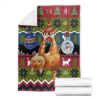 Cat Hanging on Xmas Tree Christmas Blanket Xmas Holiday Patterns - Wonder Print Shop