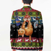Cat Hanging on Xmas Tree Christmas Blazer Xmas Holiday Patterns - Wonder Print Shop