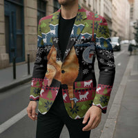 Cat Hanging on Xmas Tree Christmas Blazer Xmas Holiday Patterns - Wonder Print Shop