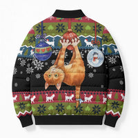 Cat Hanging on Xmas Tree Christmas Bomber Puffer Jacket Xmas Holiday Patterns - Wonder Print Shop