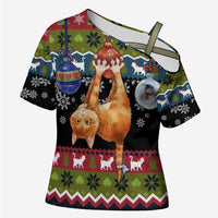 Cat Hanging on Xmas Tree Christmas Cross Shoulder Shirt Xmas Holiday Patterns - Wonder Print Shop