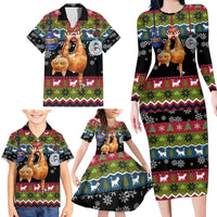 Cat Hanging on Xmas Tree Christmas Family Matching Long Sleeve Bodycon Dress and Hawaiian Shirt Xmas Holiday Patterns - Wonder Print Shop