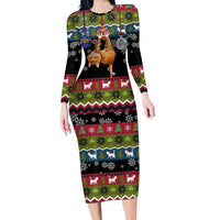 Cat Hanging on Xmas Tree Christmas Family Matching Long Sleeve Bodycon Dress and Hawaiian Shirt Xmas Holiday Patterns - Wonder Print Shop