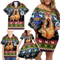 Cat Hanging on Xmas Tree Christmas Family Matching Off Shoulder Short Dress and Hawaiian Shirt Xmas Holiday Patterns - Wonder Print Shop
