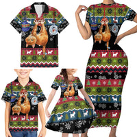 Cat Hanging on Xmas Tree Christmas Family Matching Short Sleeve Bodycon Dress and Hawaiian Shirt Xmas Holiday Patterns - Wonder Print Shop