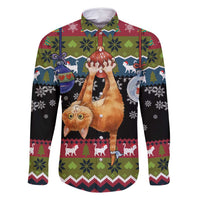 Cat Hanging on Xmas Tree Christmas Family Matching Summer Maxi Dress and Hawaiian Shirt Xmas Holiday Patterns - Wonder Print Shop