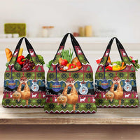 Cat Hanging on Xmas Tree Christmas Grocery Bag Xmas Holiday Patterns - Wonder Print Shop