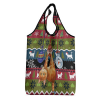 Cat Hanging on Xmas Tree Christmas Grocery Bag Xmas Holiday Patterns - Wonder Print Shop