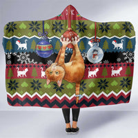 Cat Hanging on Xmas Tree Christmas Hooded Blanket Xmas Holiday Patterns - Wonder Print Shop